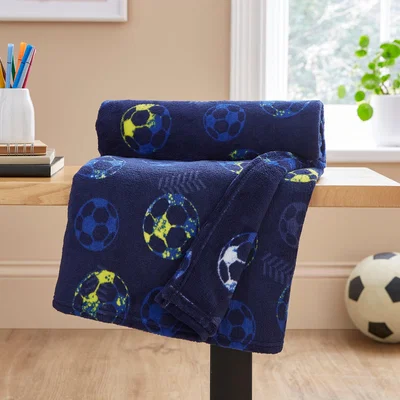 Dunelm Football Fleece Throw Blanket