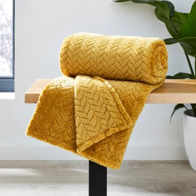 Dunelm Amelia Recycled Throw, 200cm x 200cm Ochre