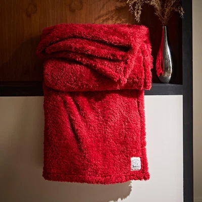 Dunelm Teddy Bear Throw Teddy Red