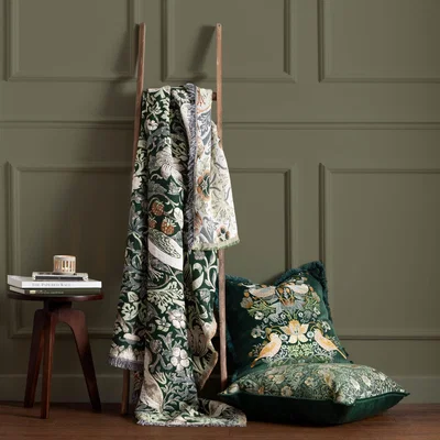 Dunelm Morris & Co. Strawberry Thief Throw Blanket 130cm x 170cm