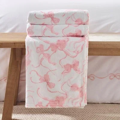 Dunelm Catherine Lansfield Bow Cosy Fleece Oversized Throw Blanket 200cm x 240cm