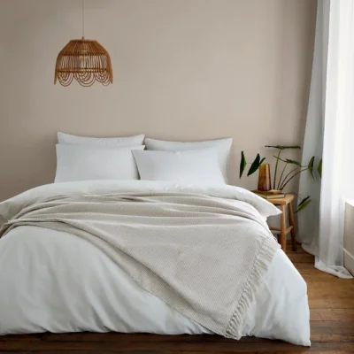 Dunelm Russell Stripe Throw White