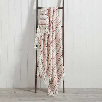Dunelm Dhadit 130cm x 150cm Throw Blush, Grey and White