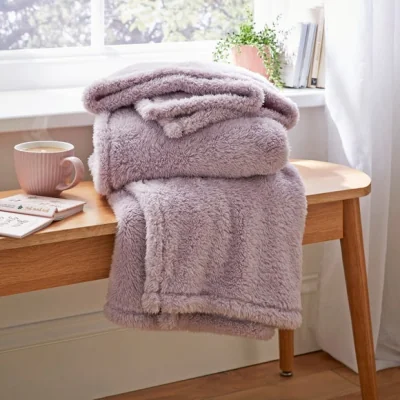 Dunelm Teddy Bear Throw Lilac