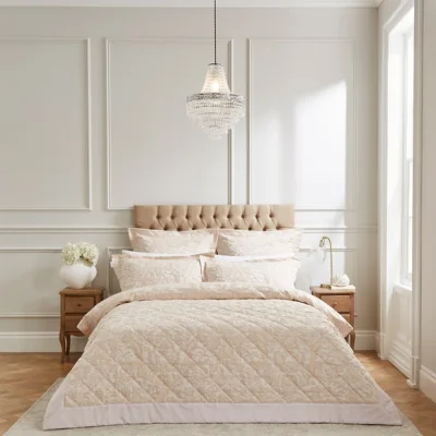 Dunelm Dorma Winchester Champagne Bedspread Grey