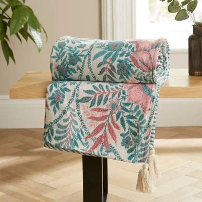 Dunelm Gianna Trellis Throw Pink