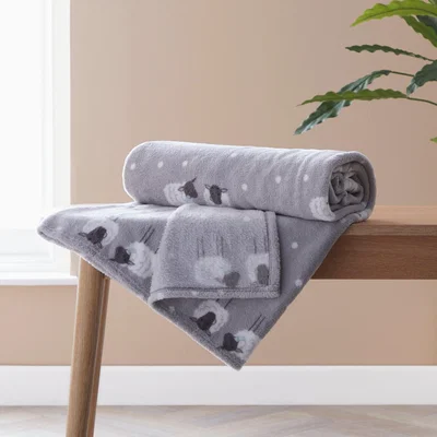 Dunelm Sheep Fleece Throw Grey