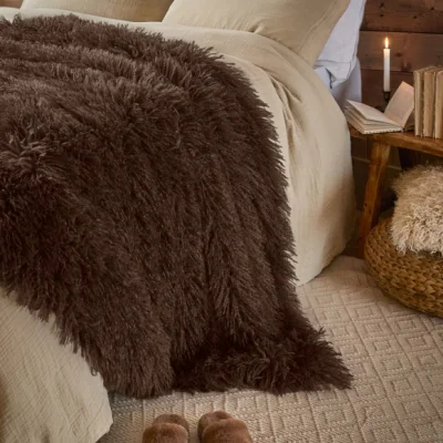 Dunelm Furn. Rowan Faux Fur Throw Blanket 130cm x 175cm