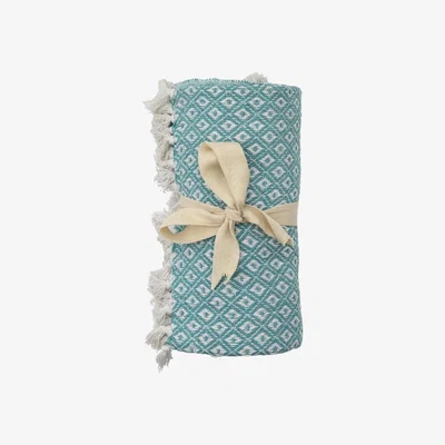 Dunelm Simply Green Recycled Cotton Geometric Throw Blue