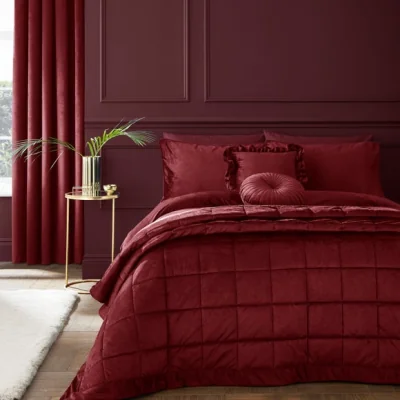 Dunelm Catherine Lansfield Kingsley Matt Velvet Quilted Bedspread