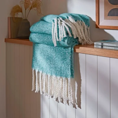 Dunelm Mohair Throw 130cm x 180cm Teal (Blue)