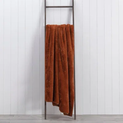 Dunelm Aspen Plush Faux Fur 200cm x 200cm Throw Orange