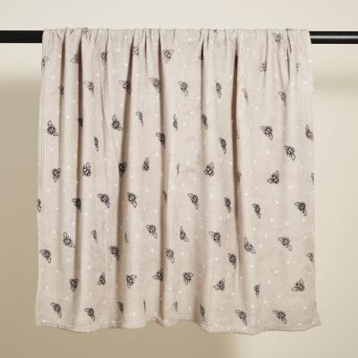 Dunelm Printed Fleece Bee 130x170cm Throw Brown/Black/White