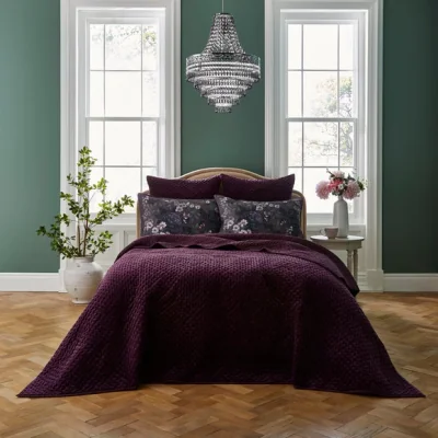 Dunelm Dorma Genevieve Bedspread Damson (Purple)