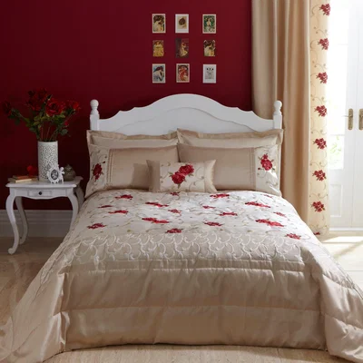 Dunelm Juliet Red Bedspread Red & Brown