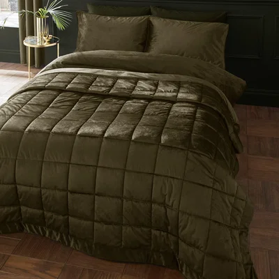 Dunelm Catherine Lansfield Kingsley Matt Velvet Quilted Bedspread