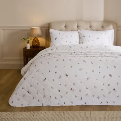 Dunelm Elise Floral Brushed Bedspread