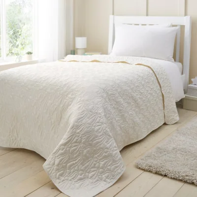 Dunelm Satin Bows Embroidered Bedspread