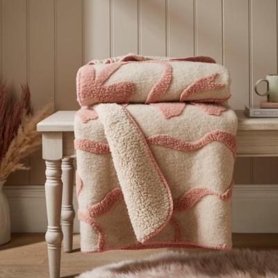 Dunelm Bows Sherpa Jacquard Throw Blanket, 130cm x 170cm