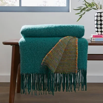 Dunelm Elements Clarke Mohair Throw 130x180cm Emerald