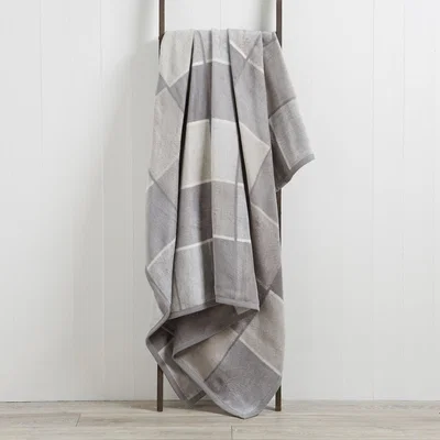 Dunelm Thermosoft Checked 150cm x 200cm Blanket Grey