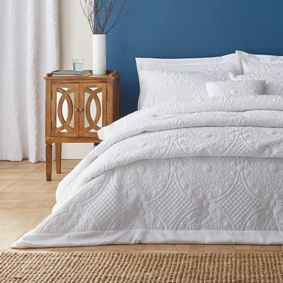 Dunelm Mandalay White Bedspread White