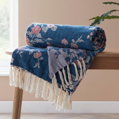 Dunelm Lovely Flowers Jacquard Throw MultiColoured