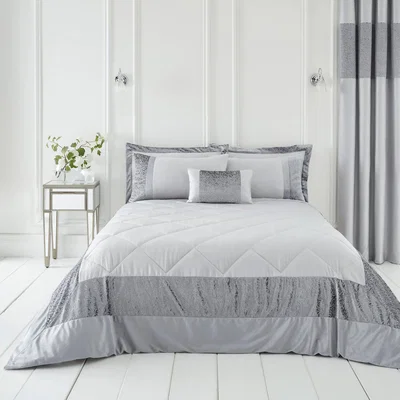 Dunelm Beverley Luxe Charcoal Bedspread Charcoal (Grey)