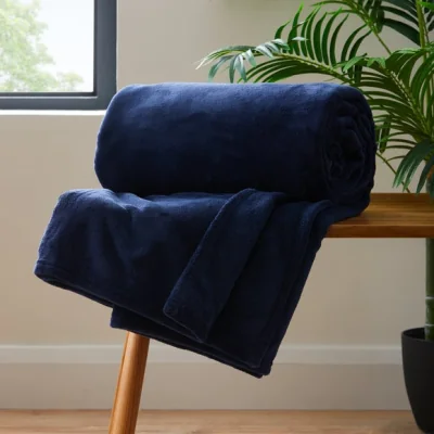 Dunelm Seriously Soft 220cm x 220cm Throw Navy
