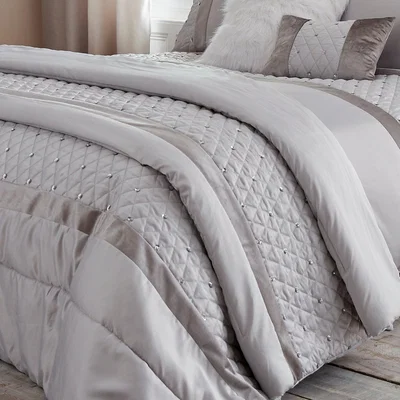 Dunelm Catherine Lansfield Silver Sequin Cluster Bedspread Silver
