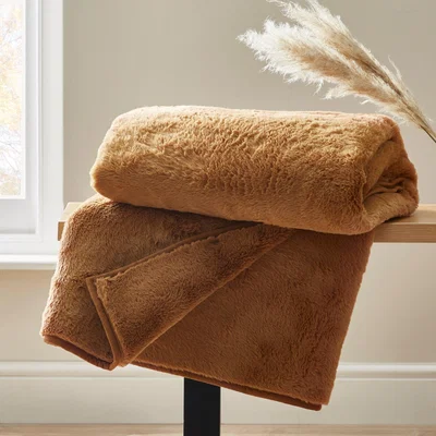 Dunelm Aspen Camel Throw Camel