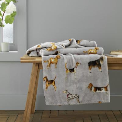 Dunelm Catherine Lansfield Country Dogs Printed Fleece Throw Blanket 130cm x 170cm