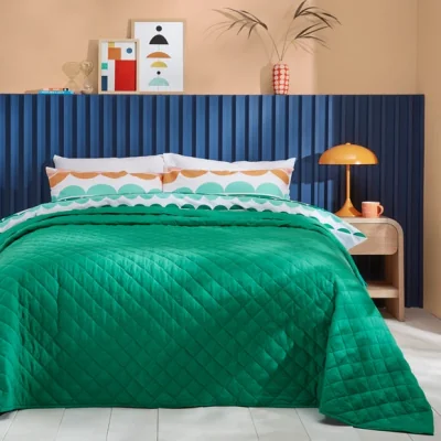 Dunelm Parker Quilted Bedspread Emerald