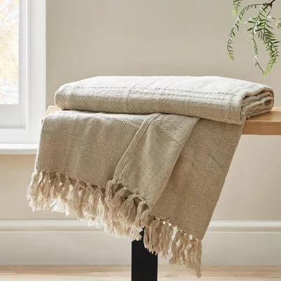 Dunelm Natural Cotton Check Throw Natural