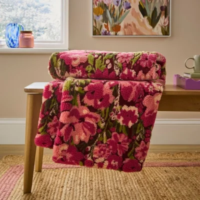 Dunelm Floral Jacquard Throw Blanket 130cm x 180cm