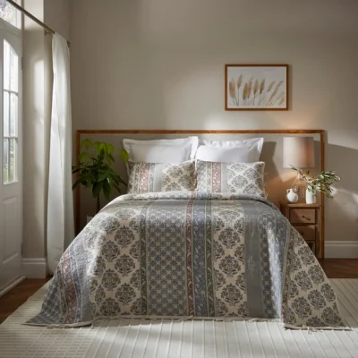 Dunelm Dorma Deauville 100% Cotton Patchwork Bedspread MultiColoured