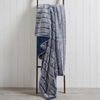 Dunelm Carved Faux Fur 150cm x 200cm Throw Navy Blue