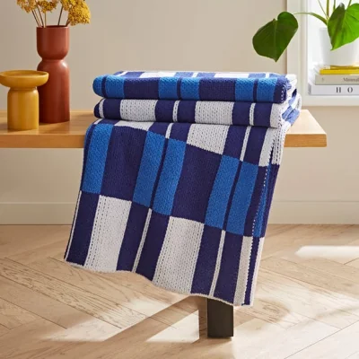 Dunelm Elements Lock Detail Throw Blue