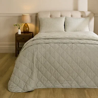 Dunelm Camille Stripe Brushed Bedspread