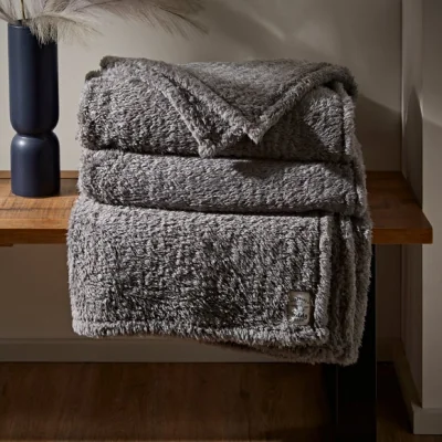 Dunelm Teddy Bear Throw Teddy Charcoal