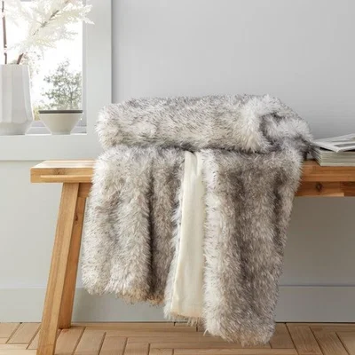 Dunelm Catherine Lansfield Arctic Fox Throw Blanket 130cm x 170cm