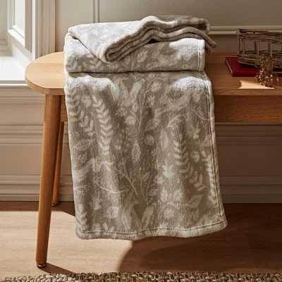 Dunelm Fox and Hare Natural Fleece Throw Brown/White