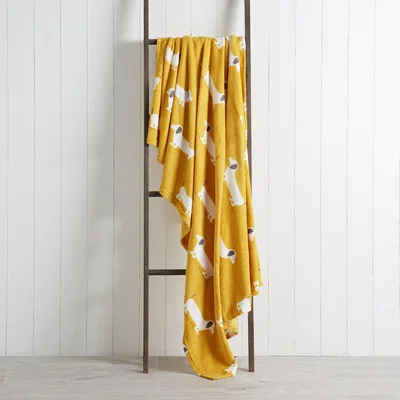 Dunelm Sausage Dog Yellow 130cm x 170cm Throw Yellow