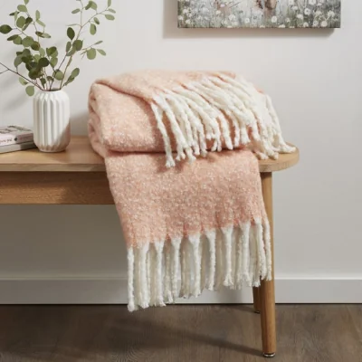 Dunelm Faux Mohair Throw 130cm x 180cm Apricot