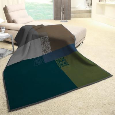 Dunelm Thermosoft Mira Green Blanket MultiColoured