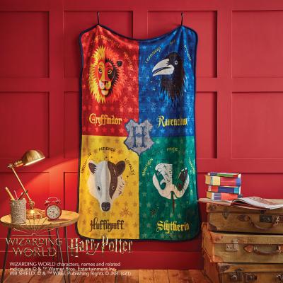Dunelm Harry Potter Houses Blanket MultiColoured