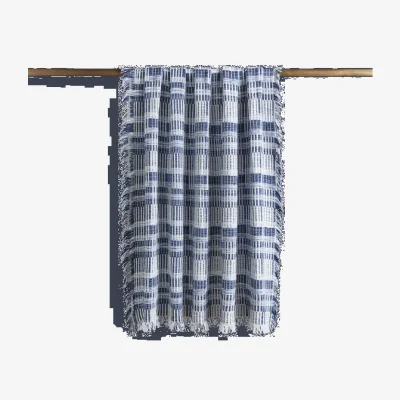 Dunelm West Grid Throw Blue