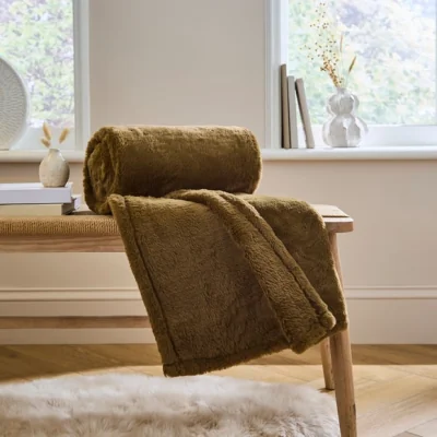 Dunelm Double Sided Faux Fur Throw Blanket