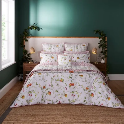 Dunelm Dorma Fruit Ochard Bedspread Red