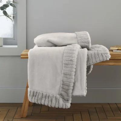 Dunelm Catherine Lansfield Faux Velvet 150cm x 200cm Throw Silver